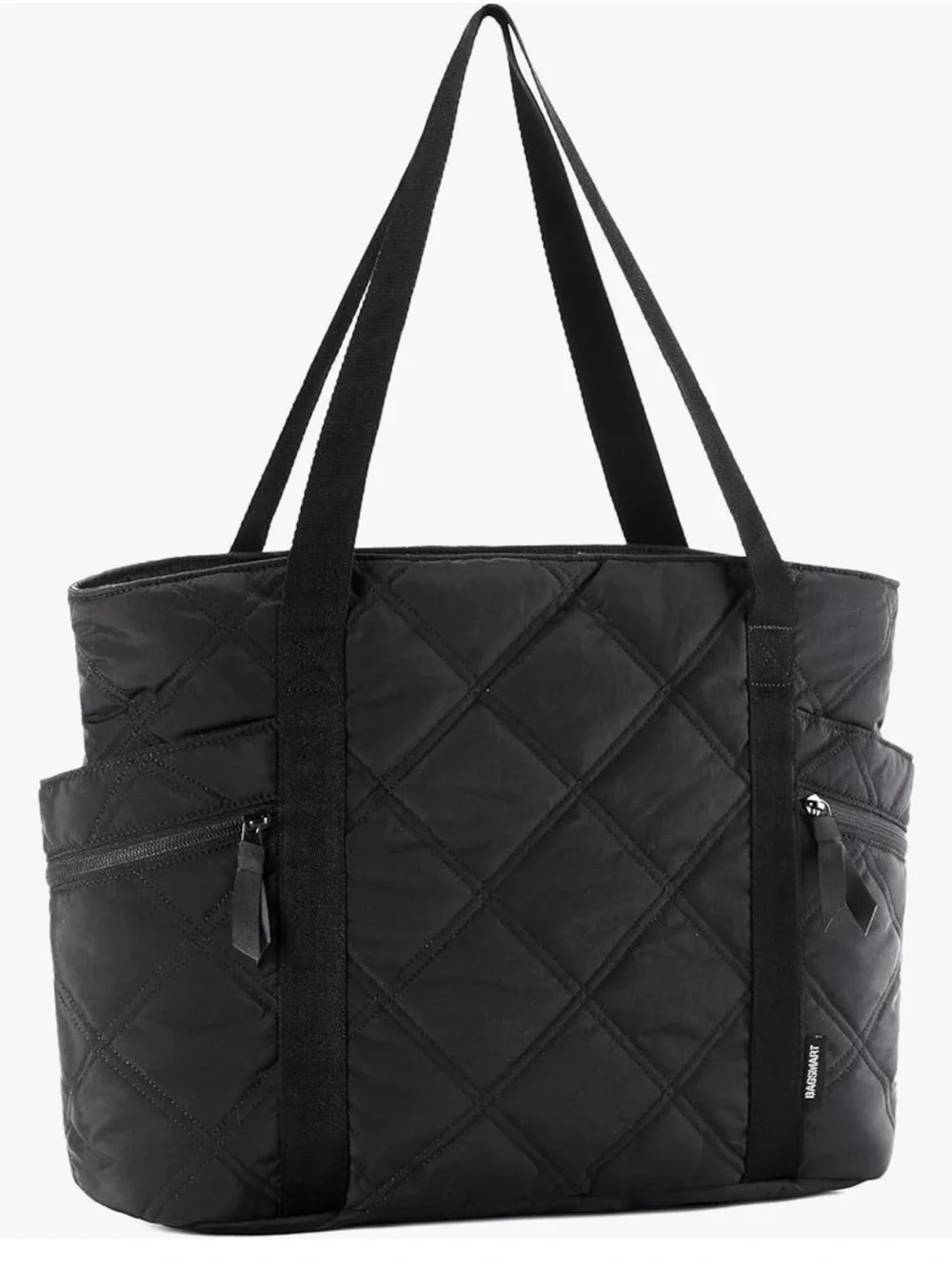 Black Quilted Laptop Tote Bag - Spacious Everyday Work Bag